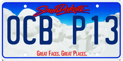 SD license plate 0CBP13