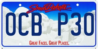 SD license plate 0CBP30