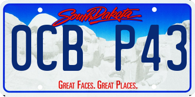 SD license plate 0CBP43