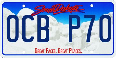 SD license plate 0CBP70