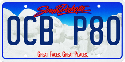 SD license plate 0CBP80