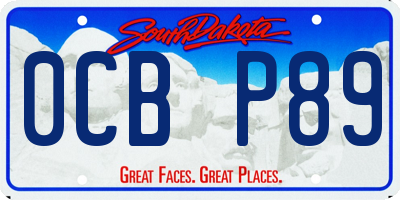 SD license plate 0CBP89