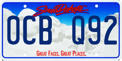 SD license plate 0CBQ92