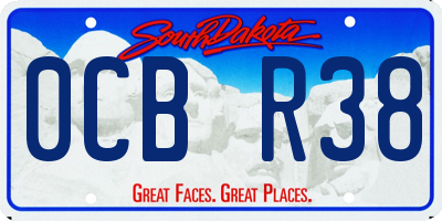 SD license plate 0CBR38