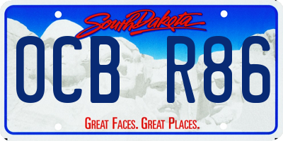 SD license plate 0CBR86