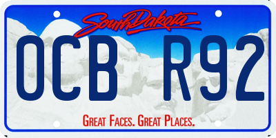SD license plate 0CBR92