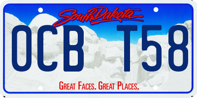 SD license plate 0CBT58