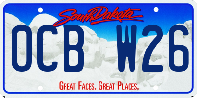 SD license plate 0CBW26
