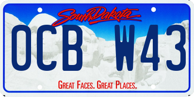 SD license plate 0CBW43