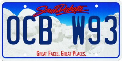 SD license plate 0CBW93
