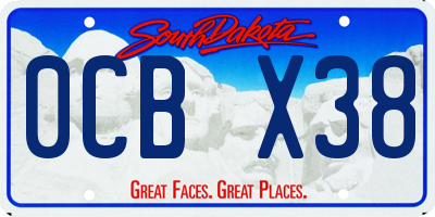 SD license plate 0CBX38