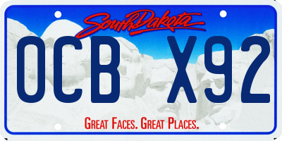 SD license plate 0CBX92