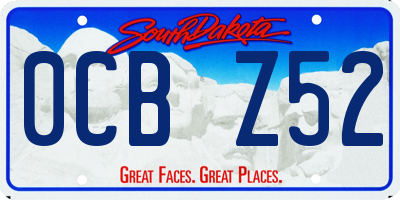 SD license plate 0CBZ52