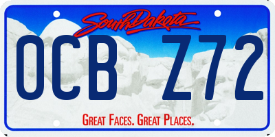 SD license plate 0CBZ72