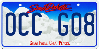 SD license plate 0CCG08