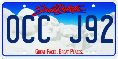 SD license plate 0CCJ92