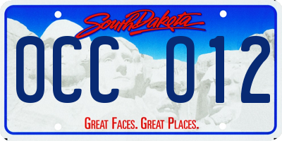 SD license plate 0CCO12