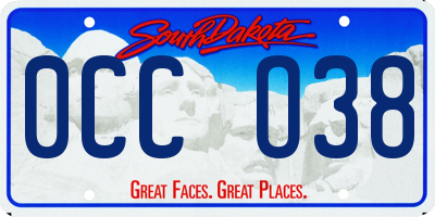 SD license plate 0CCO38