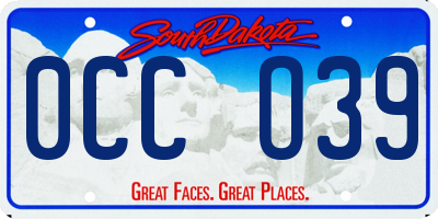 SD license plate 0CCO39