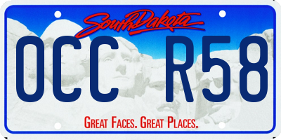 SD license plate 0CCR58