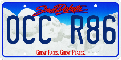 SD license plate 0CCR86
