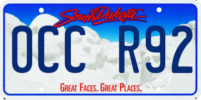SD license plate 0CCR92