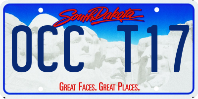 SD license plate 0CCT17
