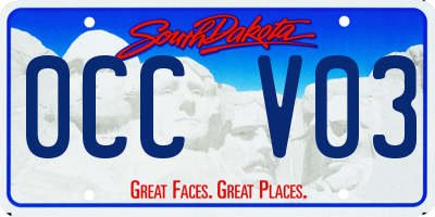 SD license plate 0CCV03