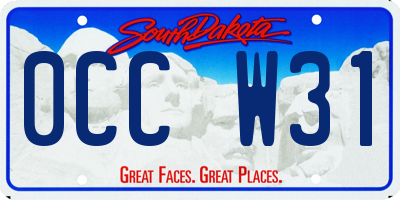 SD license plate 0CCW31