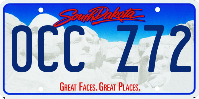 SD license plate 0CCZ72