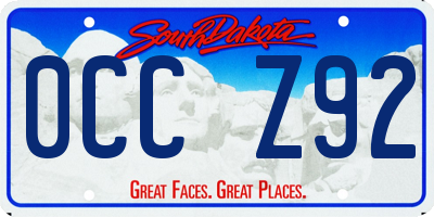 SD license plate 0CCZ92
