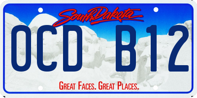 SD license plate 0CDB12