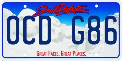 SD license plate 0CDG86