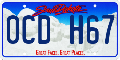 SD license plate 0CDH67