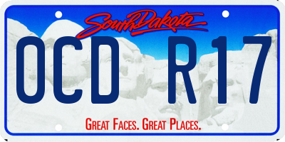 SD license plate 0CDR17