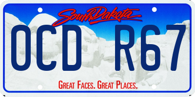 SD license plate 0CDR67