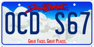 SD license plate 0CDS67