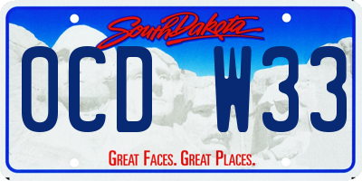 SD license plate 0CDW33