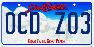 SD license plate 0CDZ03