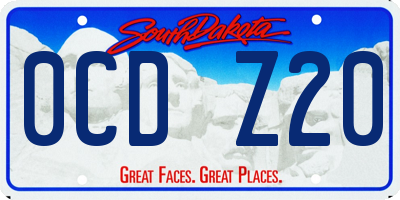 SD license plate 0CDZ20