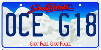 SD license plate 0CEG18