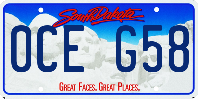 SD license plate 0CEG58
