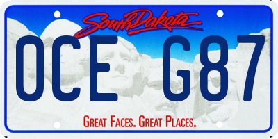 SD license plate 0CEG87