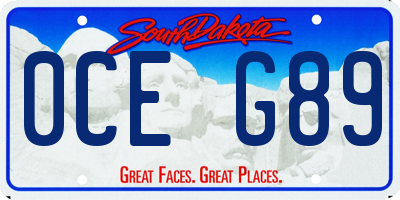 SD license plate 0CEG89