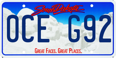 SD license plate 0CEG92