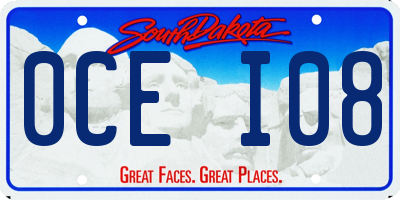 SD license plate 0CEI08