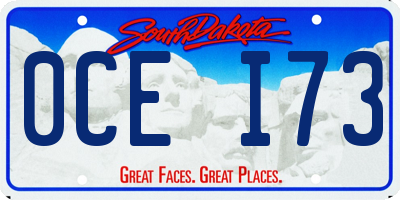 SD license plate 0CEI73