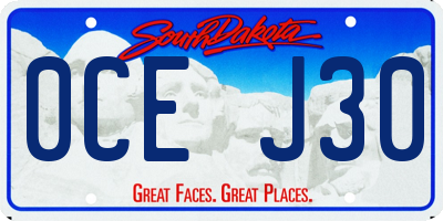 SD license plate 0CEJ30