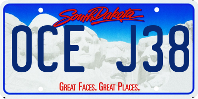 SD license plate 0CEJ38