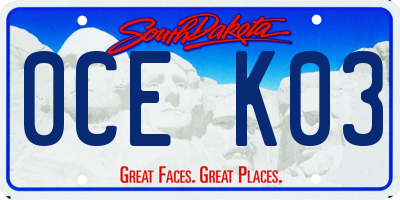 SD license plate 0CEK03